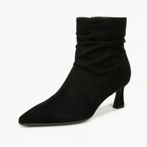 6M Black Slouched Ankle Boot Fabric Suede Pointed Toe Heel Side Zip Naturalizer